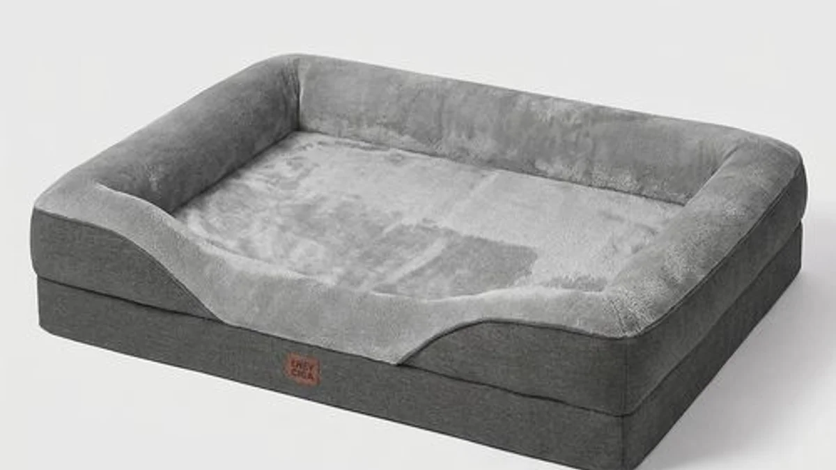 EHEYCIGA Orthopedica Cama ortopédica extra grande 106 x 76 x 18.5 cm (Dark Grey) — espuma de huevo + memory foam, sofá para perros