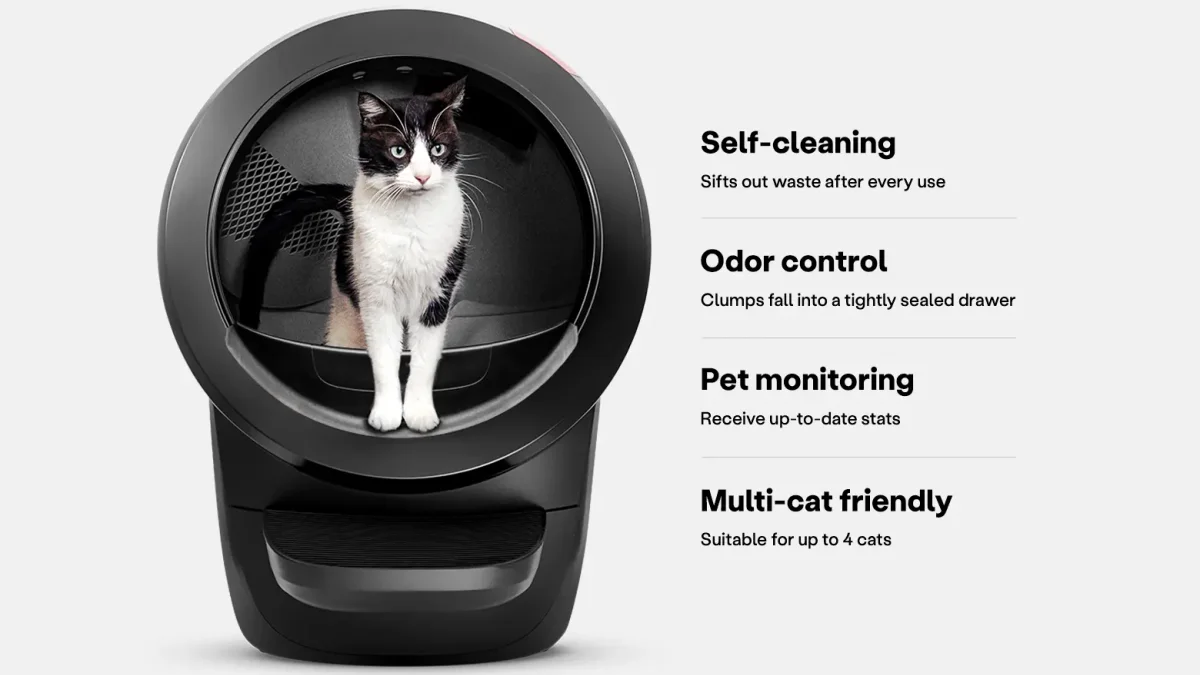 Whisker Litter-Robot 4 con escalón y valla (negro)